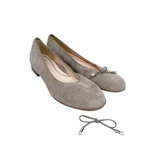 Ara Women's Taupe Suede‎ Bow Detail Ballet Flats Shoes Size 8.5